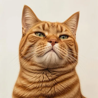 Caricature of an aloof ginger tabby cat with narrowed eyes