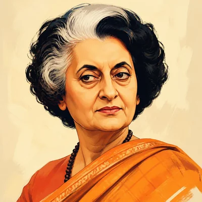 Caricature portrait of Indira Gandhi